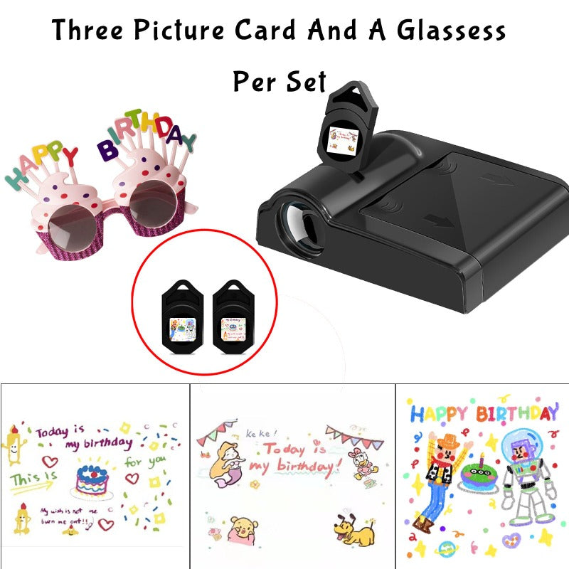 Party banner projector, 3 themed patterns 1 decorative glasses (mini)