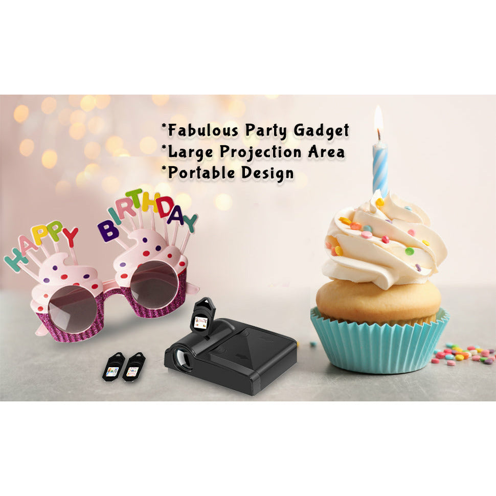 Party banner projector, 3 themed patterns 1 decorative glasses (mini)