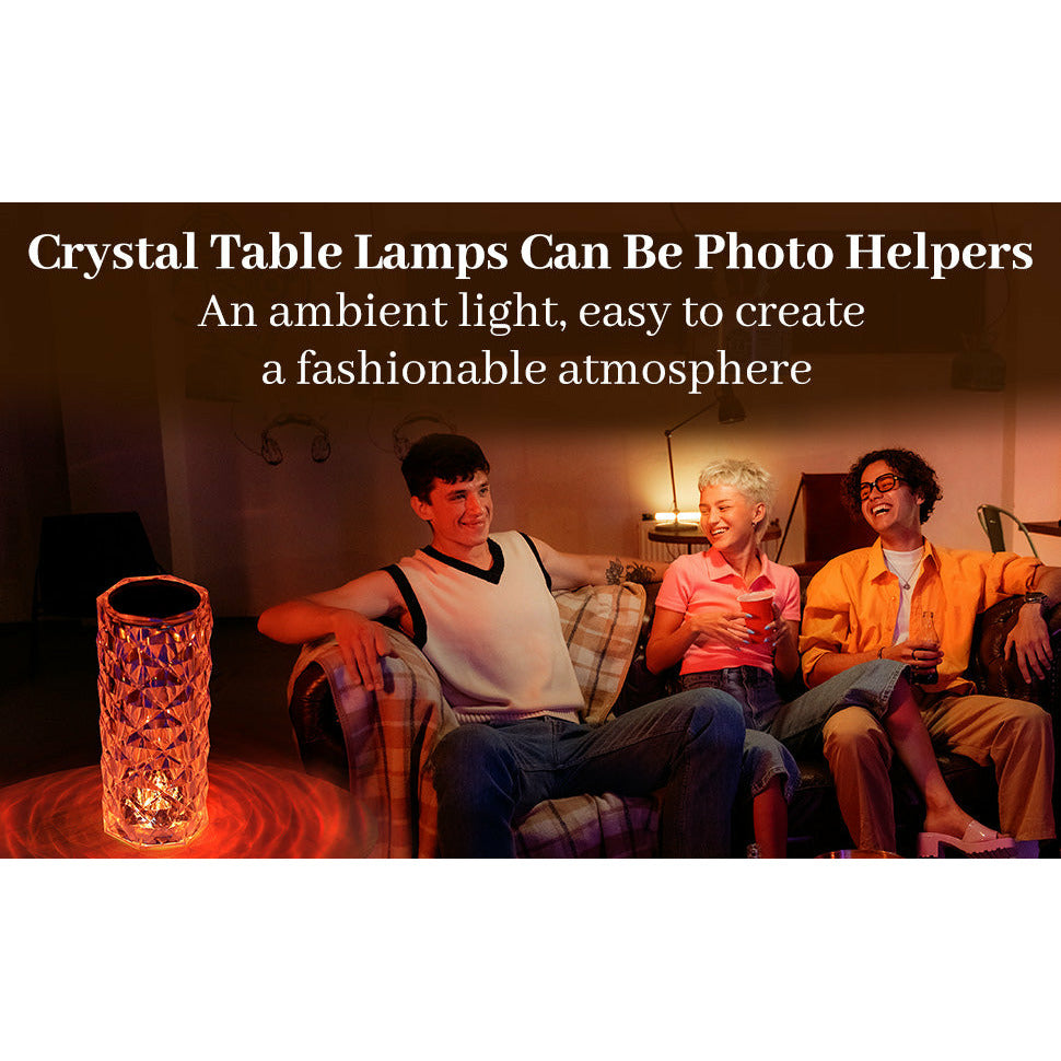 Crystal Table Lamp Rose Lamp with Touch Control 16 Color Changing